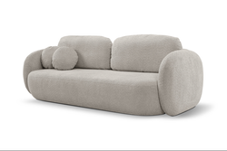 Grå soffa med rundade kanter, sovfunktion, förvaringsutrymme för sängkläder OLIMP