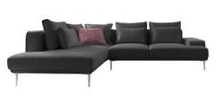 Svart hörnsoffa vänster Livio