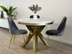 Runt matbord marmor / guld NARVIC