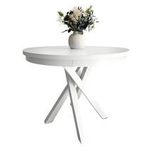 Vit rund utdragbar bord, 100-140 cm PASCAL