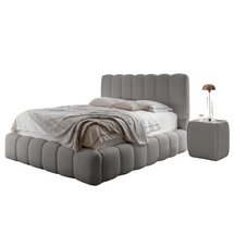 Modern säng med behållare för sängkläder 160x200 cm grå OVO