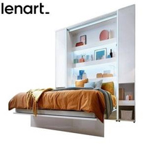 Väggsäng med bokhyllor vit högglans 90x200 Bed Concept BC-03