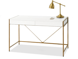Skrivbord i vitguld, 2 lådor, glamour UNIF