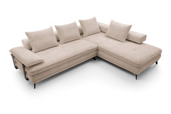 Beige hörnbäddsoffa höger FLORENCE
