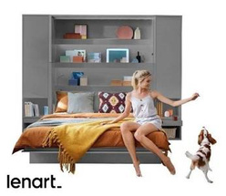 Sängskåp 120x200 grå matt madrass led bokhyllor Bed Concept BC-02