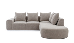 Beige hörnsoffa med schäslong L höger ARES