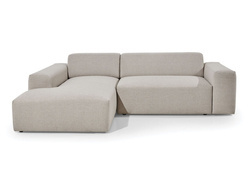 Beige hörnbäddsoffa med förvaring L vänster ZEUS