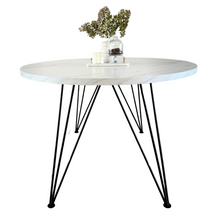 Runt matbord 100/180 cm marmor/svart TIAGO