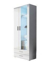 Stort vitrinskåp med LED vit/vit glans SOHO S6