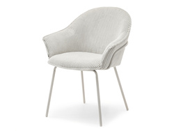 Stol i beige manchester, ben i beige metall VIVIEN