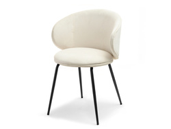 Stol i krämfärgad velour med svarta ben CINDY