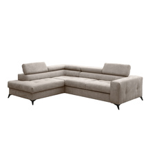 Beige hörnsoffa med sovfunktion vänster ANORA