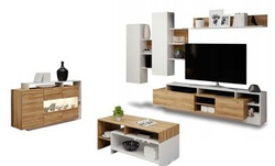 Mediamöbler till vardagsrum ek / vit LED Alva