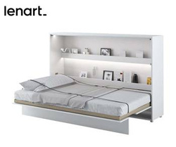 Sängskåp med madrass och LED bokhyllor 120x200 vit matt Bed Concept BC-05
