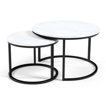 Billig runt salongbord 2in1 vit/svart RABEN 2