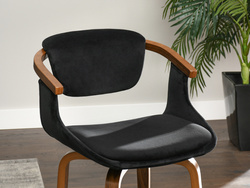 Velourstol ben i svart valnöt MARC