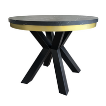 Runt matbord med iläggsskiva 120 cm svart/guld NARVIC