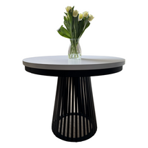 Runt matbord med lameller, 100 cm, svart/vit ALEXANDER