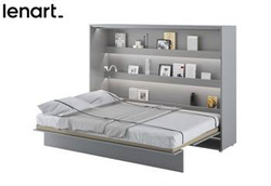 Sängskåp 140x200 med madrass led bokhyllor grå matt Bed Concept BC-04
