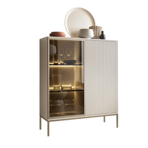 Elegant vitrinskåp i kasmirfärg, 104 cm, LED-belysning SENTOCCI