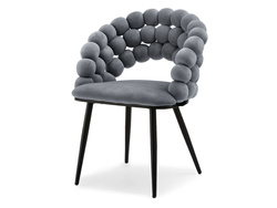 Velourstol grå svarta ben LUCY