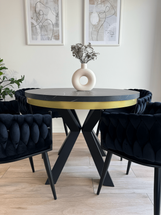 Runt matbord med iläggsskiva svart/guld NARVIC