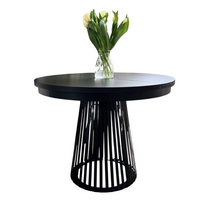 Runt matbord med svart ben, 100 - 180 cm ALEXANDER