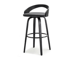 Hocker svart ekologiskt läder svart ben INDUSTRIELL HOCKER