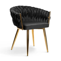 Svart sammet stol guldben ROSALY