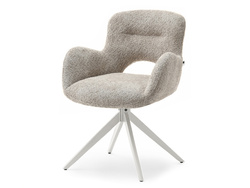 Beige snurrstol med armstöd grå ben MILET