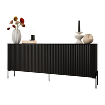 Elegant vit ribbad byrå, 190 cm VICTORIA