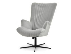 Velourfåtölj ljusgrå svart ben ESLA