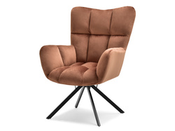 Velour fåtölj koppar svart ben KIRA