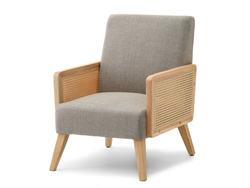 Rottingfåtölj beige ek ben FOSTER