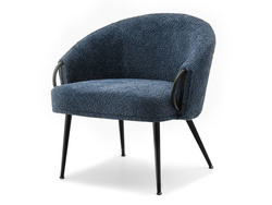 Stoppad fåtölj mörkblå svart ben CLARA