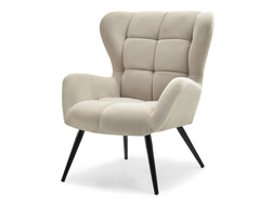 Beige velourfåtölj svarta ben KIKORI