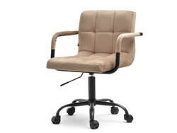 Beige velourfåtölj svarta ben ELIS