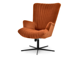 Velour fåtölj koppar svart ben ESLA