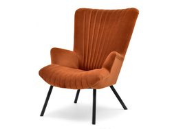 Velour fåtölj koppar svart ben LANZA