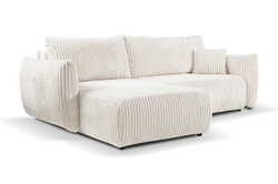 Krämfärgad hörnsoffa 257 cm, med sovfunktion ALLORA