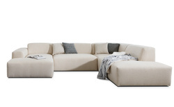 Stor beige hörnsoffa U höger ZEUS