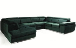 U soffa Rosso mörkgrön höger 350x225x78 cm