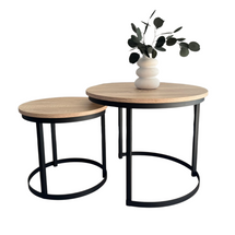 Billig runt salongbord 2in1 svart/sonoma ek RABEN 2