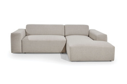 Beige hörnbäddsoffa med förvaring L höger ZEUS