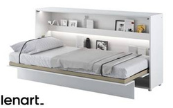 Skåpsäng med madrass och LED vit högglans 90x200 Bed Concept BC-06