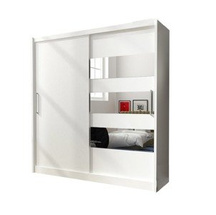 Vit skjutdörrsgarderob med spegel 200 cm MAI III